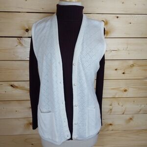 PENMANS Vintage knit granny cardigan pearl button size Medium Made in Canada